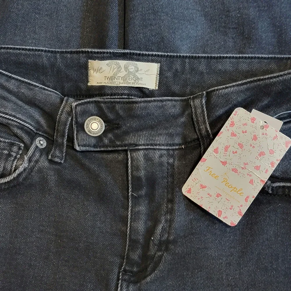 Free People We the Free Heirloom Bootcut Jeans Mid Rise Black Magic 28 NWT